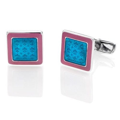 "9 FLEUR DE LIS" CUFFLINKS - STERLING SILVER WITH ENAMEL