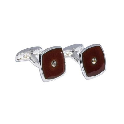 "ENAMEL AND DIAMOND” CUFFLINKS - STERLING SILVER
