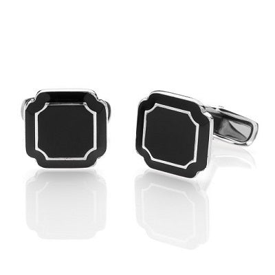 "SQUARE” CUFFLINKS - STERLING SILVER WITH ENAMEL
