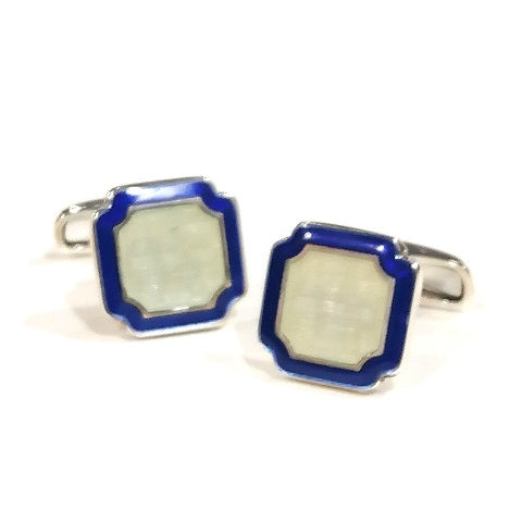 "SQUARE” CUFFLINKS - STERLING SILVER WITH ENAMEL