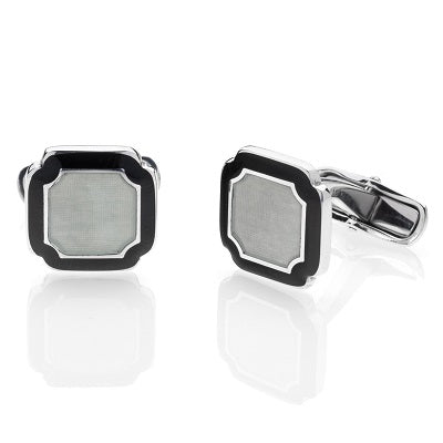 "SQUARE” CUFFLINKS - STERLING SILVER WITH ENAMEL