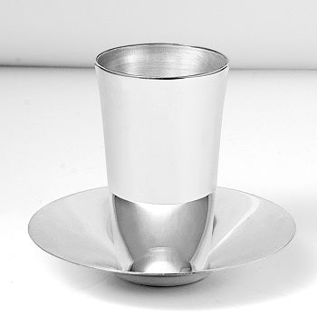 WOODEN BOX W/KIDDUSH CUP+SAUCER – STERLING SILVER