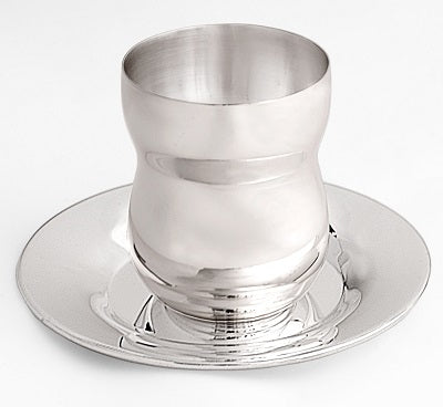 WOODEN BOX W/KIDDUSH CUP+SAUCER – STERLING SILVER