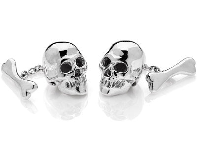 "SKULL and BONE” CUFFLINKS - STERLING SILVER