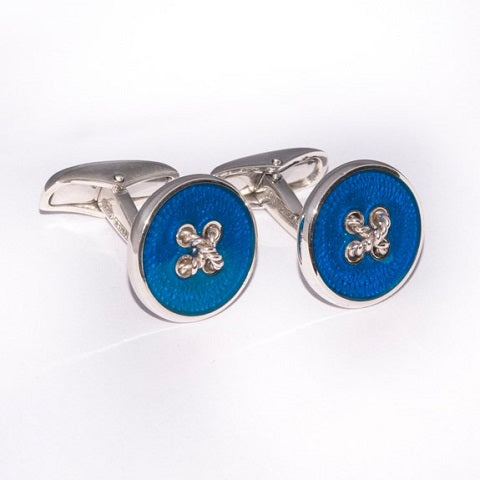 "BUTTON” CUFFLINKS - STERLING SILVER WITH ENAMEL