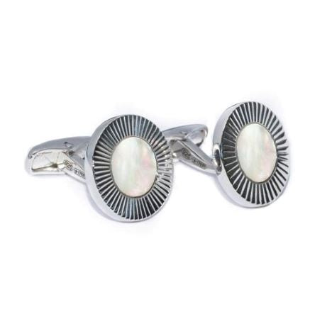 "INLAY” CUFFLINKS - STERLING SILVER WITH STONES