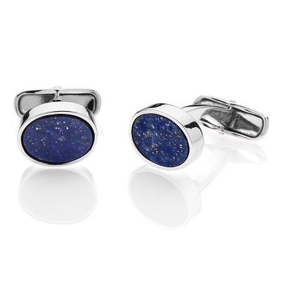 "OVAL” CUFFLINKS - STERLING SILVER WITH STONES