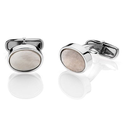 "OVAL” CUFFLINKS - STERLING SILVER WITH STONES