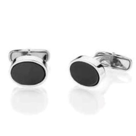 "OVAL” CUFFLINKS - STERLING SILVER WITH STONES