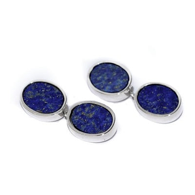 "DOUBLE OVAL” CUFFLINKS - STERLING SILVER WITH STONES