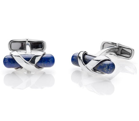 "BAR” CUFFLINKS - STERLING SILVER WITH STONES