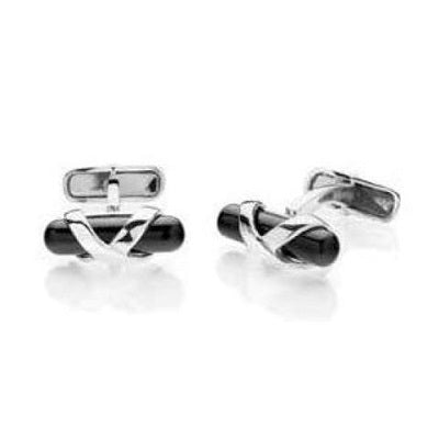"BAR” CUFFLINKS - STERLING SILVER WITH STONES