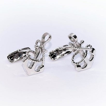 "ANCHOR WITH ROPE” CUFFLINKS - STERLING SILVER