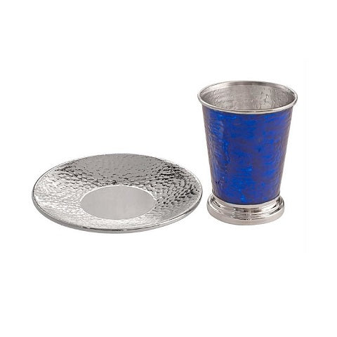CUP WITH SAUCER "HAMMER and COLOUR" - SILVER PLATED WITH ENAMEL