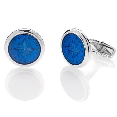 "COMPASS ROSE” CUFFLINKS - STERLING SILVER WITH ENAMEL