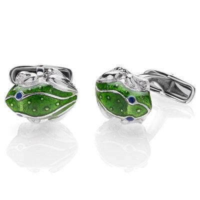 "FROG” CUFFLINKS - STERLING SILVER WITH ENAMEL
