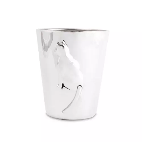 BABY CUP CAT- MOVING TAIL - STERLING SIVER
