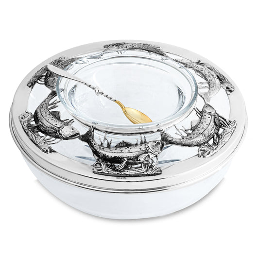 CAVIAR BOWL "TROUT" - STERLING SILVER