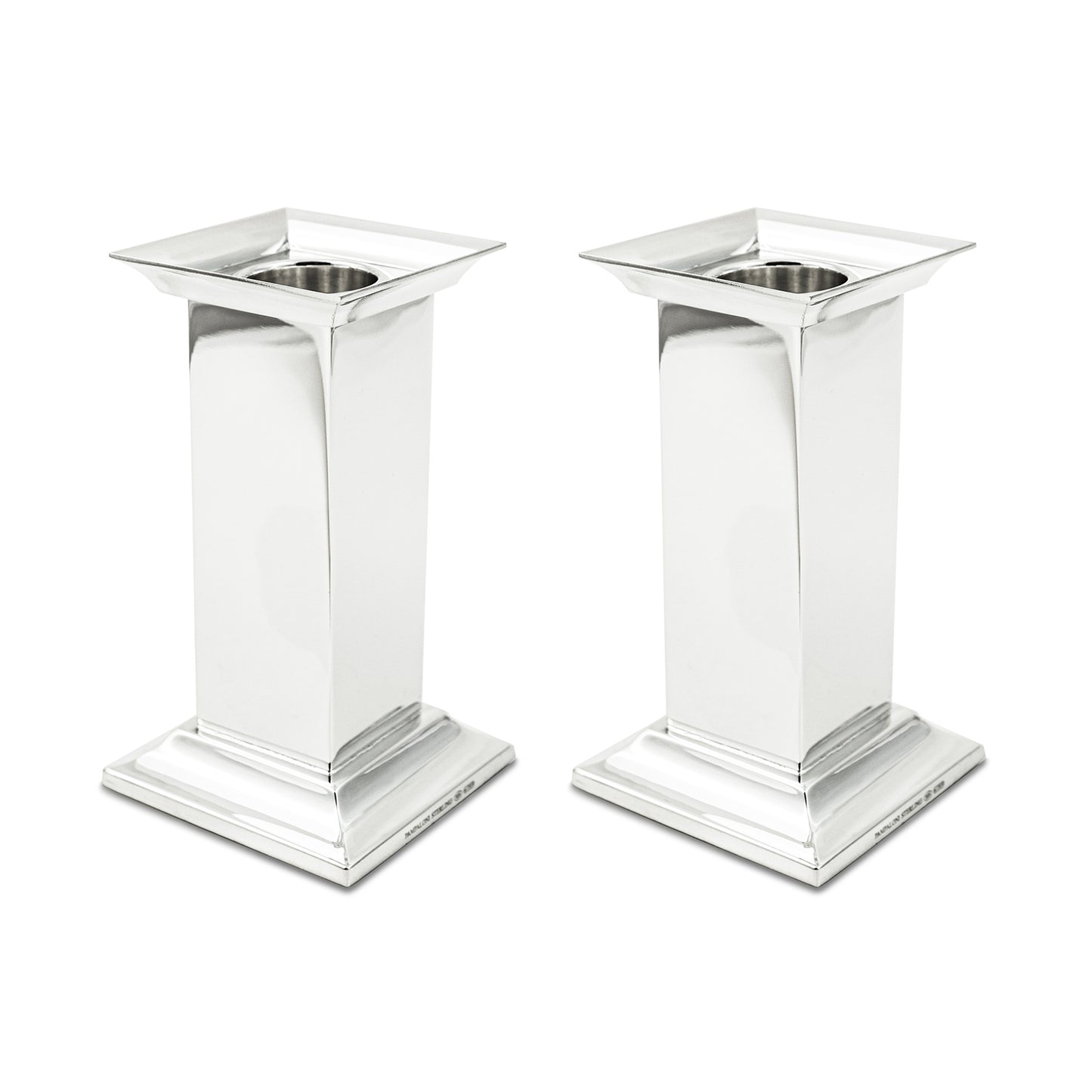 SET TWO CANDLESTICKS IN WOOD BOX - STERLING SILVER