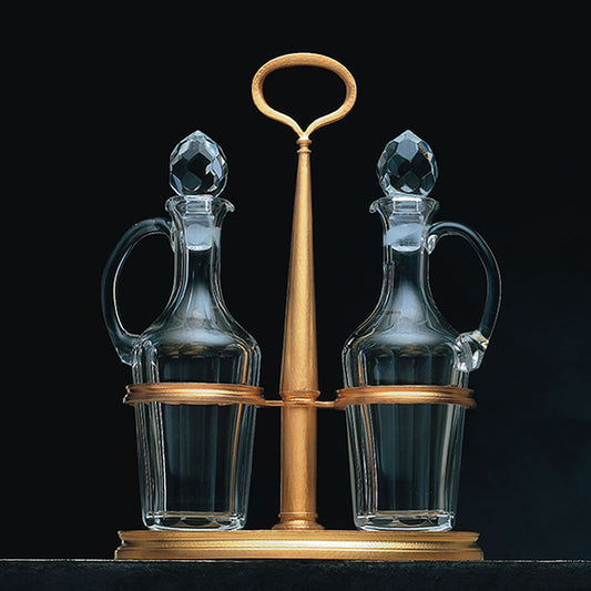 TROIA GOLD OIL AND VINEGAR CRUET SET - GILDED STERLING SILVER