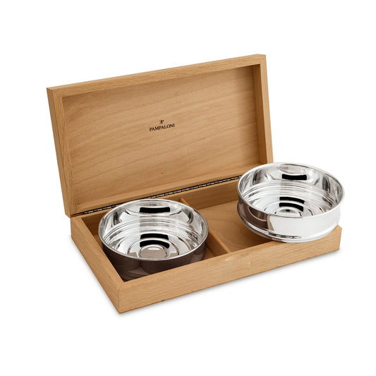 WINE COASTER WITH  W/BOX - SILVER PLATED