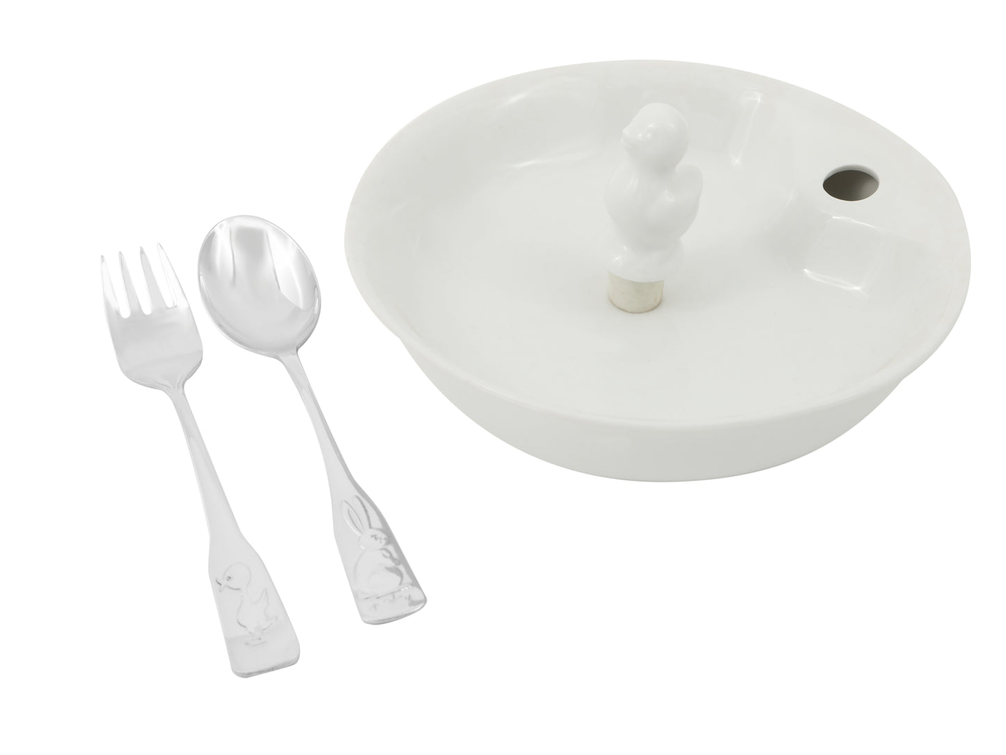 BABY WARMING DISH WITH FORK AND SPOON