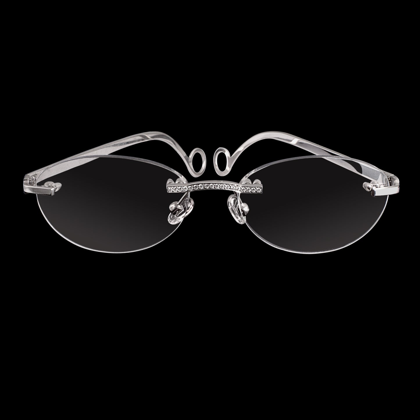 STERLING SILVER - WHITE ZIRCONS - RIMLESS EYEWEAR