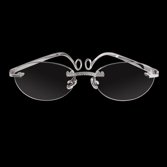 STERLING SILVER - WHITE ZIRCONS - RIMLESS EYEWEAR