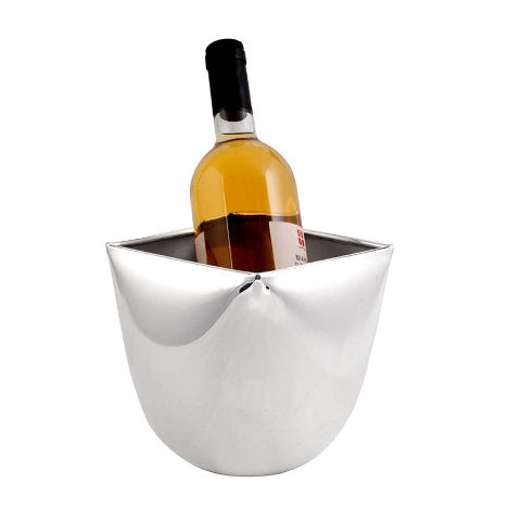 ICE BUCKET "SQUARE GARDEN" W/ICE TONG - SILVER PLATED