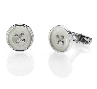 "BUTTON” CUFFLINKS - STERLING SILVER WITH MOTHER OF PEARL