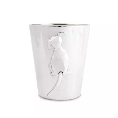 BABY CUP DOG - MOVING TAIL - STERLING SILVER