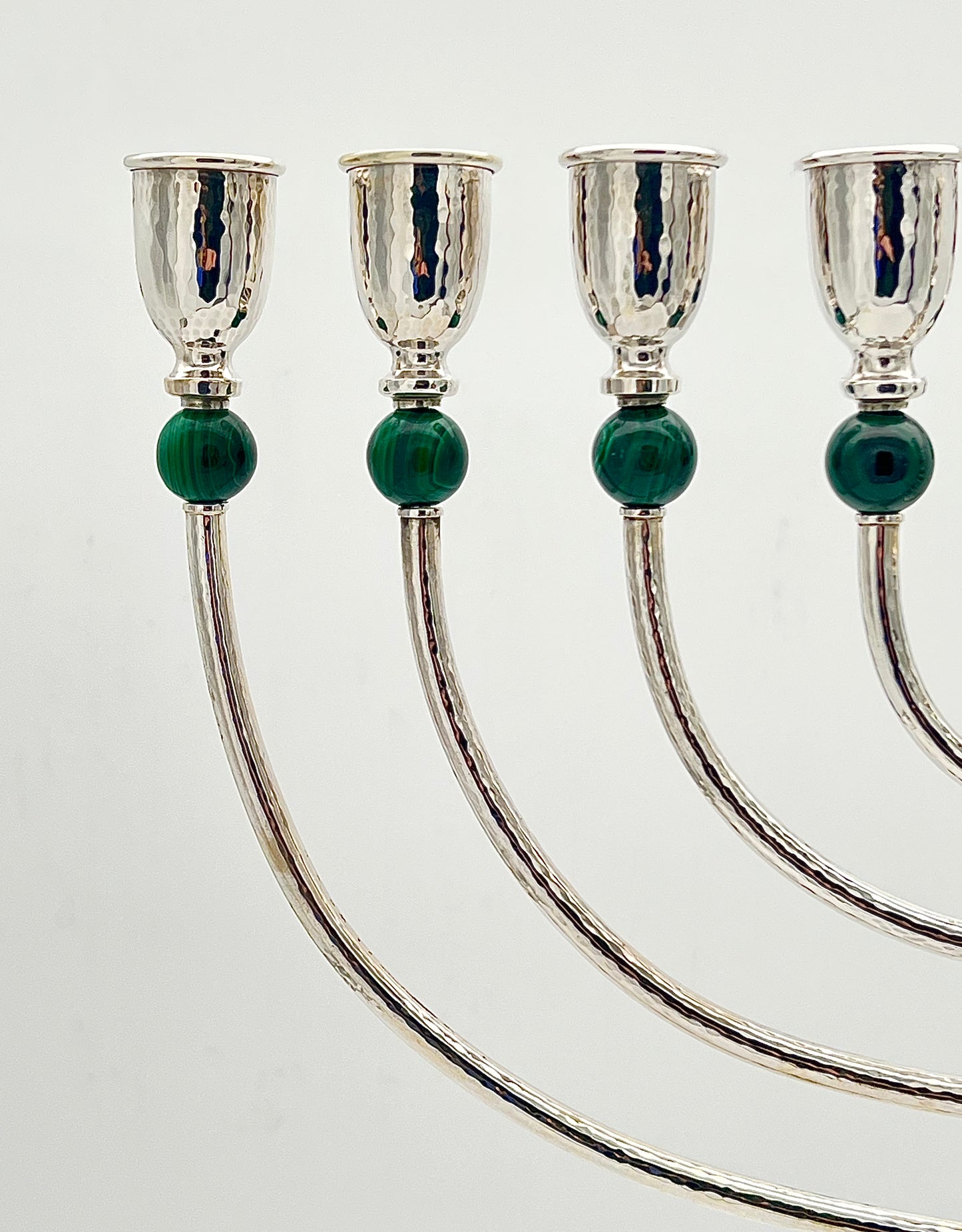 Malachite Chanukiah - sterling silver