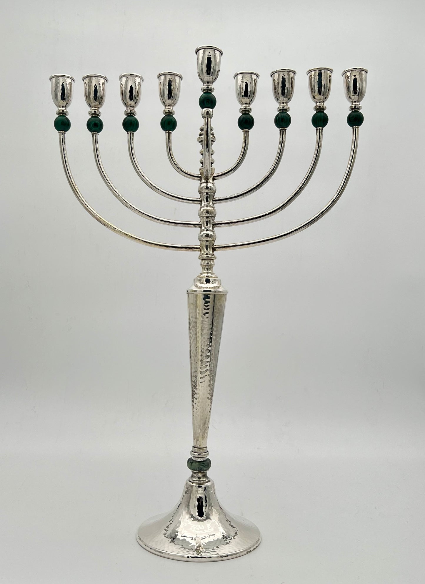 Malachite Chanukiah - sterling silver