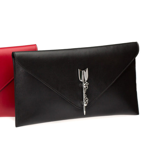 CLUTCH “ARROW” – BLACK LEATHER